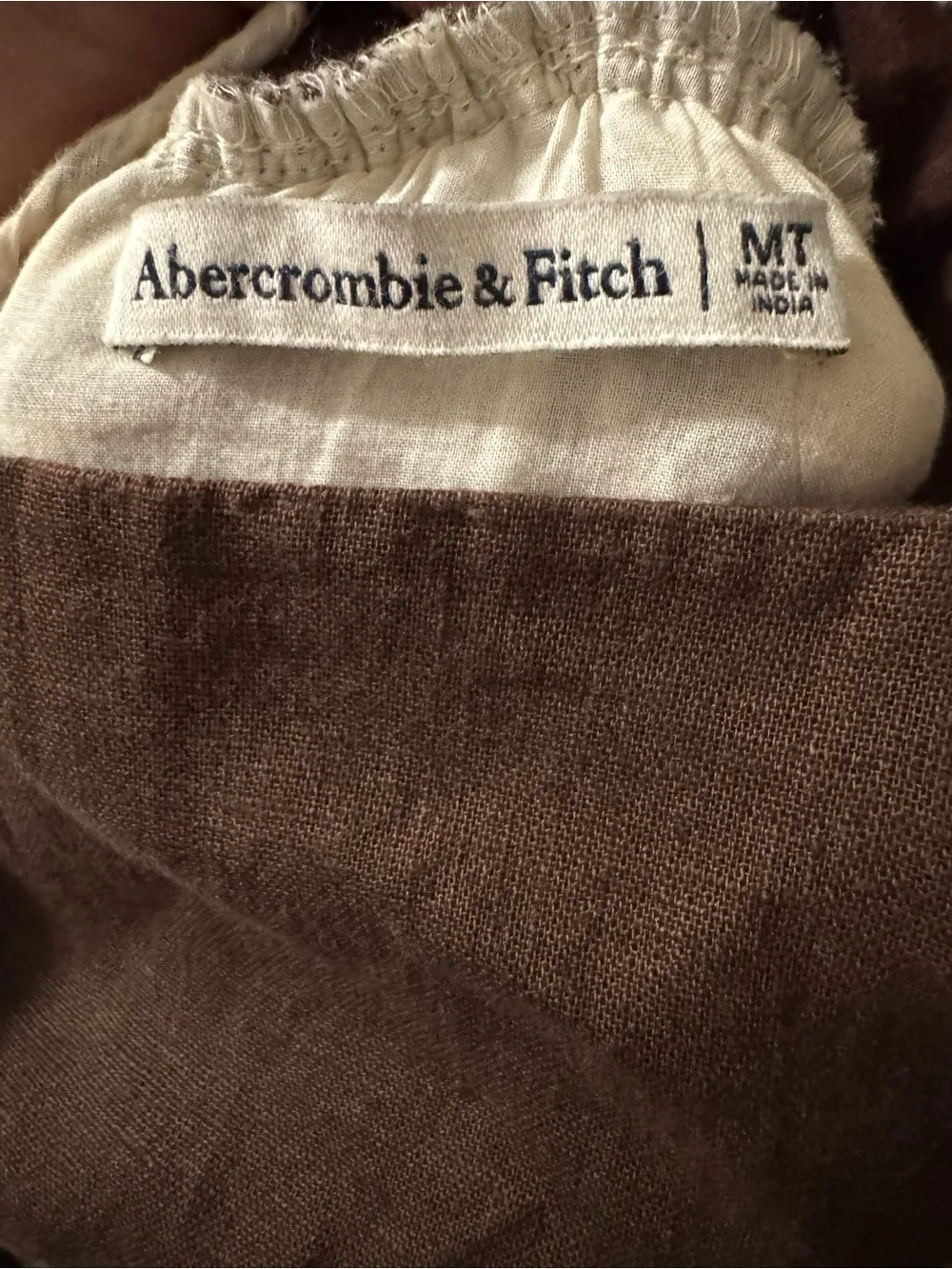 Abercrombie & Fitch Cream Maxi Dress with Brown Leaf Print